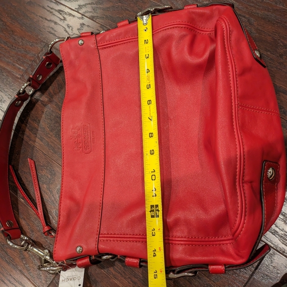COACH ZOE shoulder bag oversized hobo handbag tote Red; used twice - Picture 9 of 11